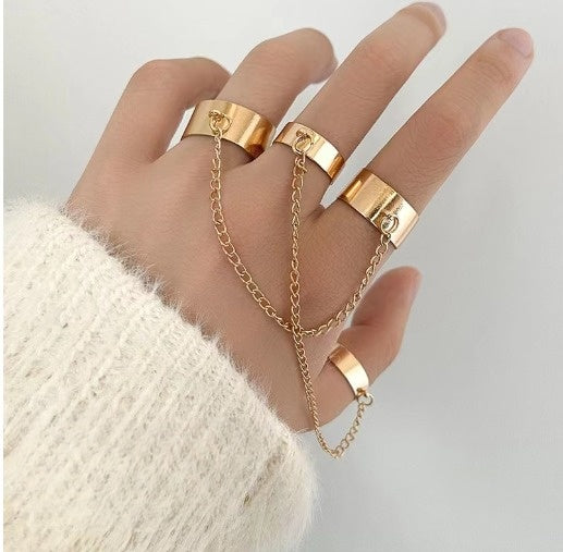 FINGER RING SET WITH CHAIN