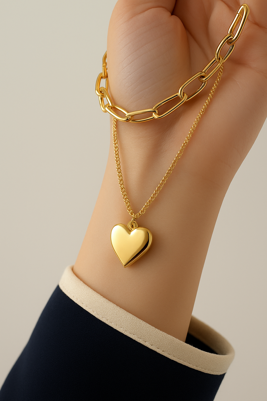 TWO LAYER HEART CHAIN