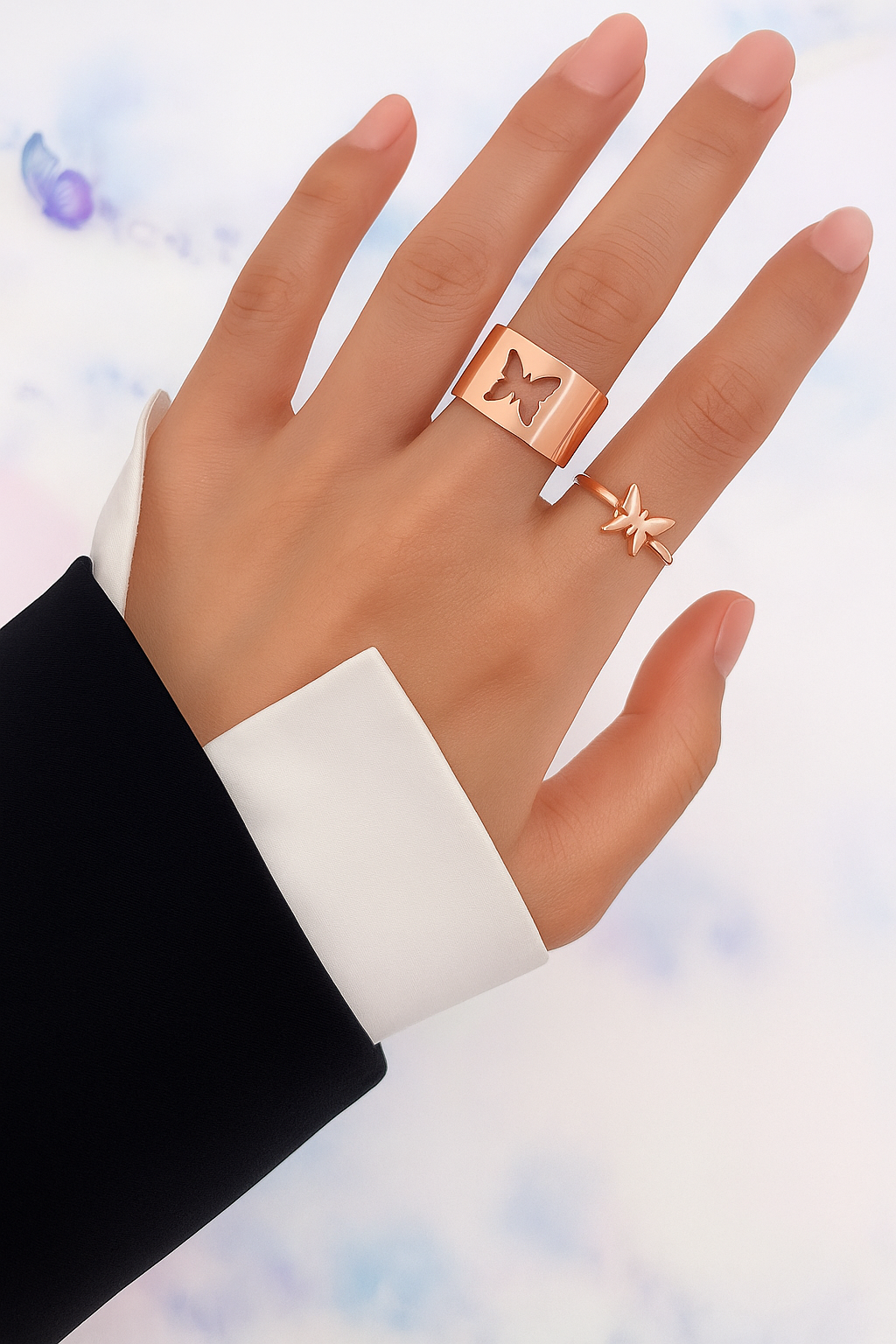 BUTTERFLY COUPLE RING SET