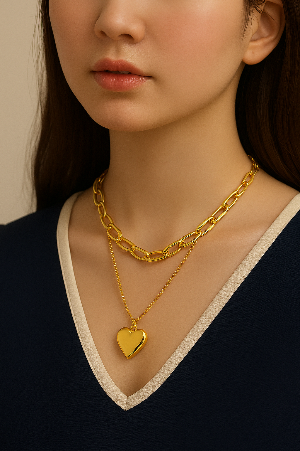 TWO LAYER HEART CHAIN