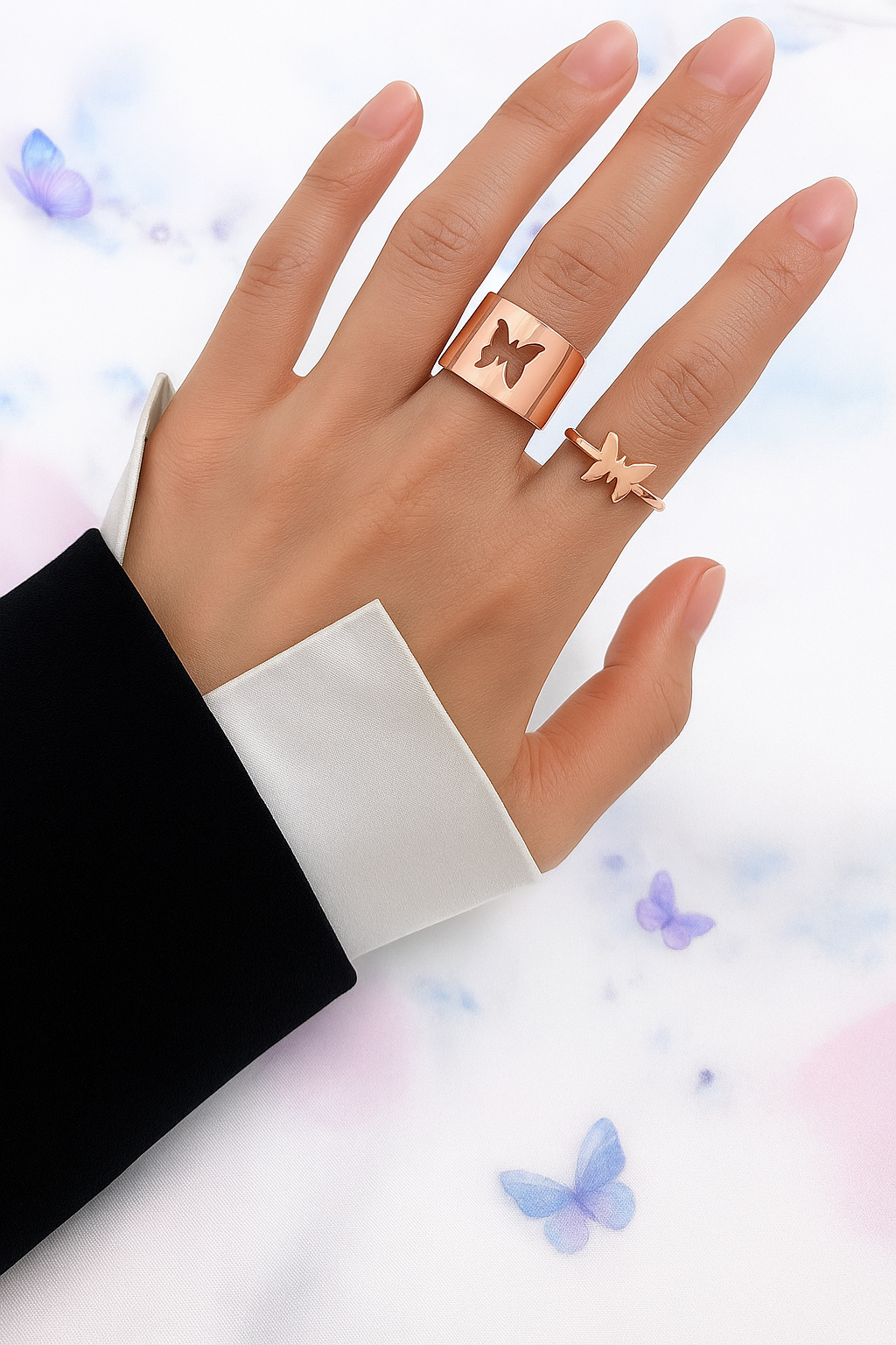 BUTTERFLY COUPLE RING SET